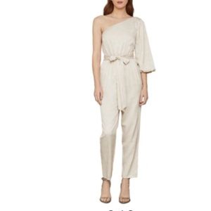 BCBG one shoulder puff sleeve jumpsuit